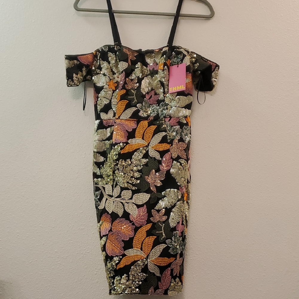 Floral Embroidered Off-Shoulder Dress